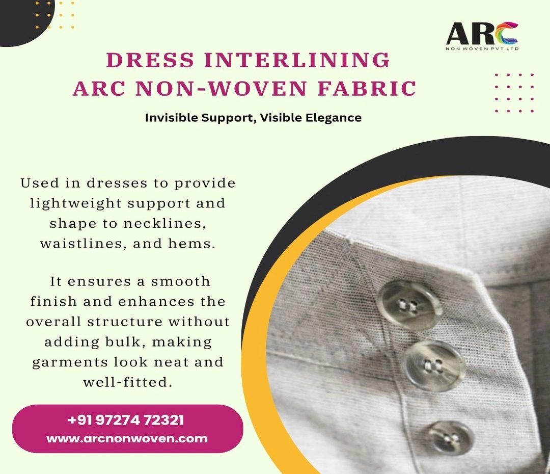 Invisible non-woven dress interlining for neckline and waistband support